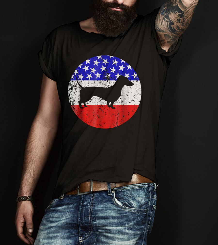 American Flag Dachshund Silhouette T-Shirt