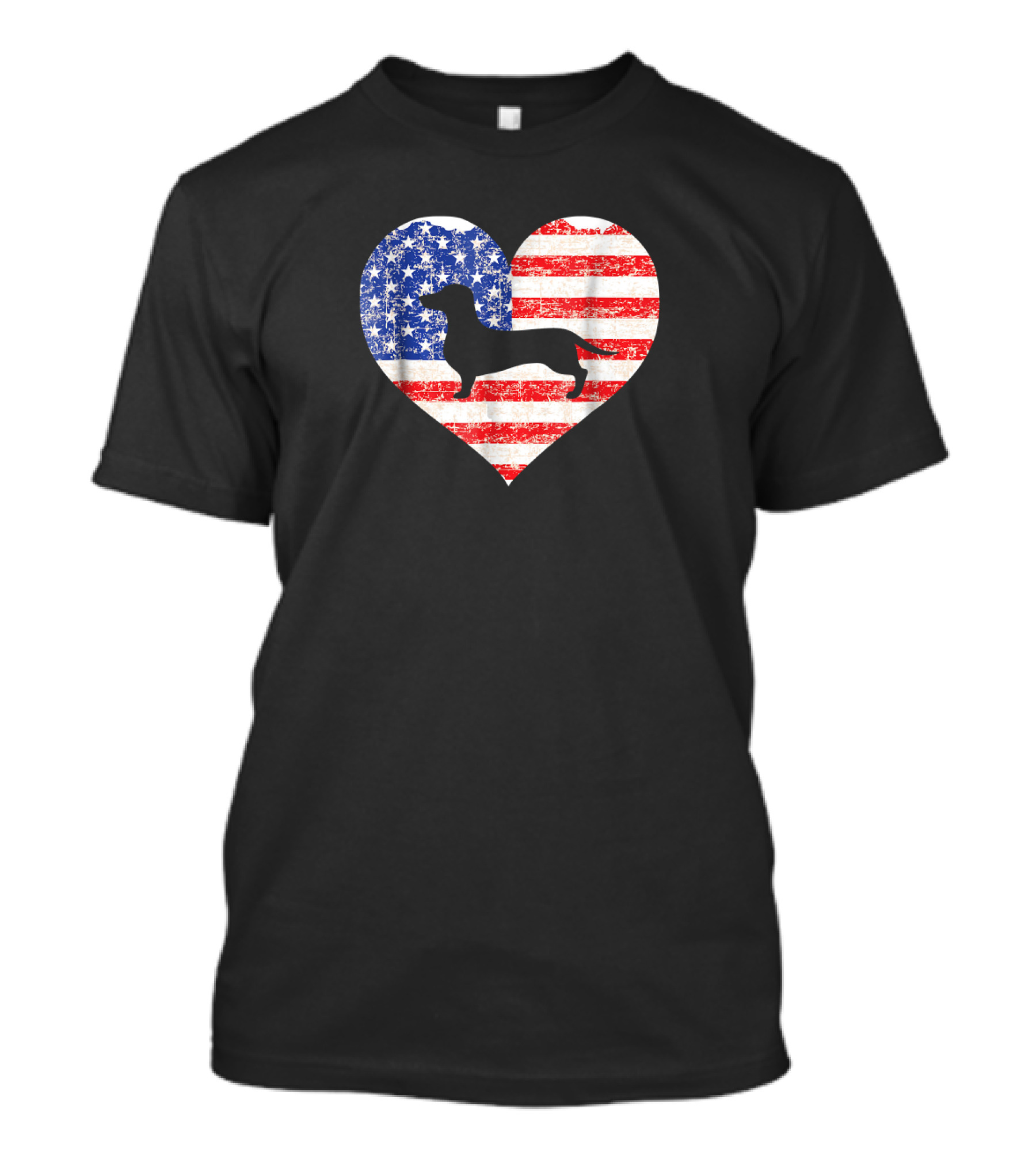 American Flag Heart With Dachshund Silhouette US Love T-Shirt