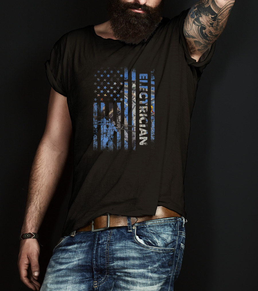 American Flag Electrician Stars And Stripes Patriotic T-Shirt