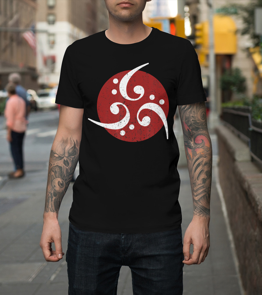 Vintage Bass Clef Symbol Red Circle T-Shirt