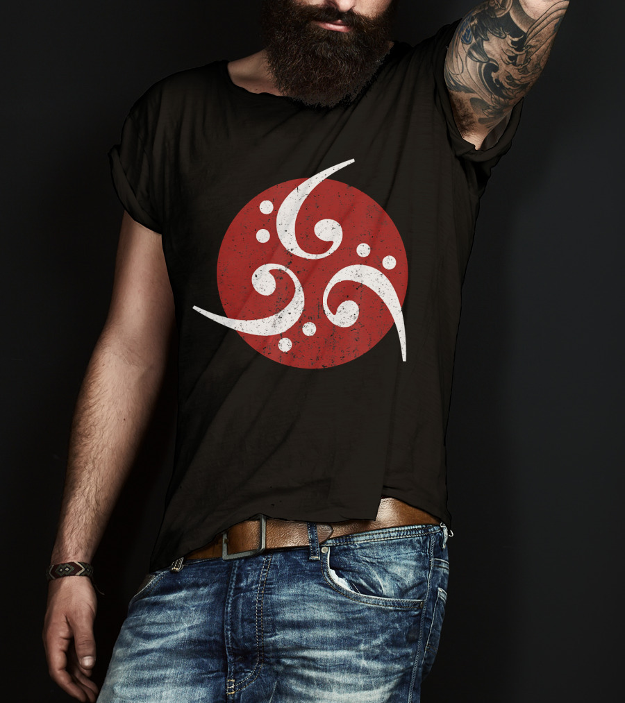 Vintage Bass Clef Symbol Red Circle T-Shirt