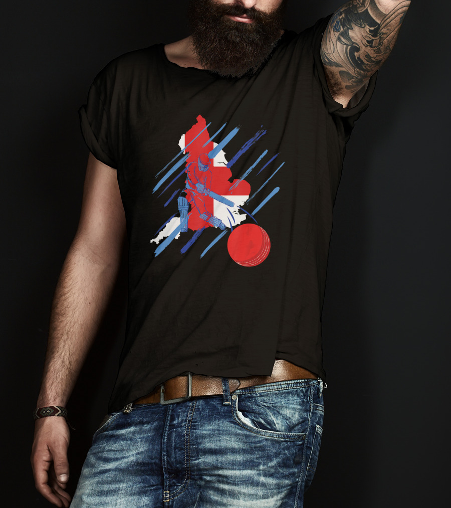 England Cricket Fan Player Country Flag Bat Ball T-Shirt