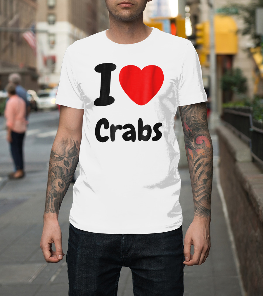 I Love Crabs Heart <3 Funny Crab T-Shirt