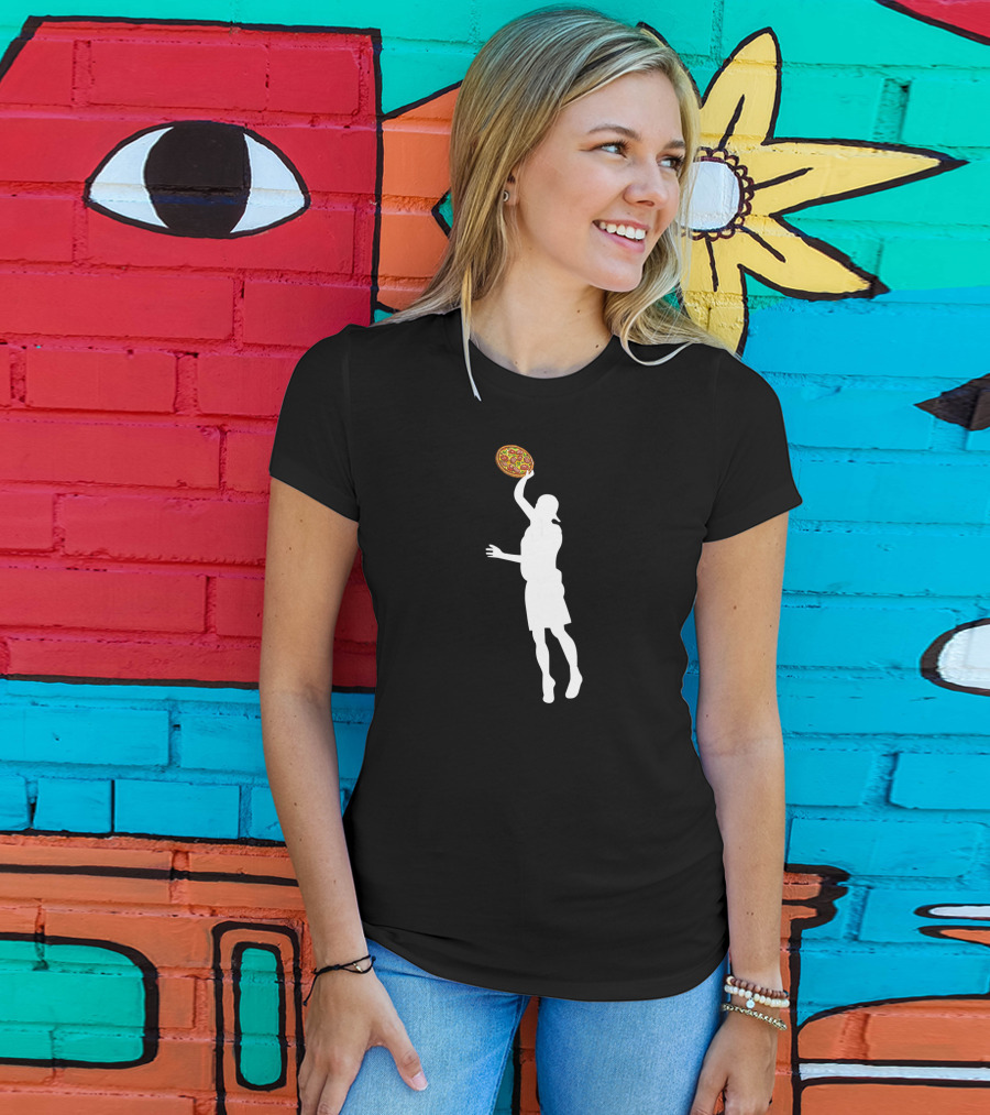 Pizza Frisbee Player Silhouette Ultimate Action T-Shirt