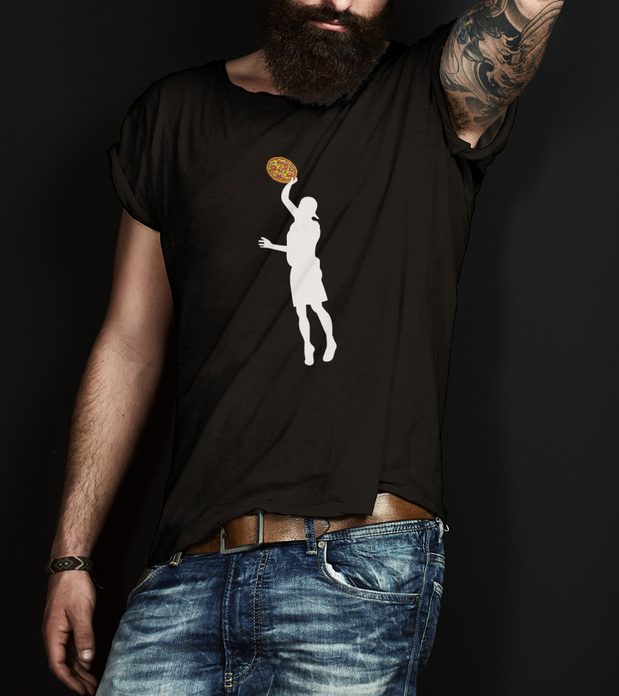 Pizza Frisbee Player Silhouette Ultimate Action T-Shirt