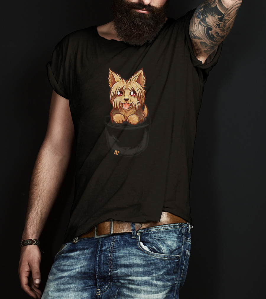 Pocket Cute Yorkie Yorkshire Terrier Pup Iconic Look T-Shirt