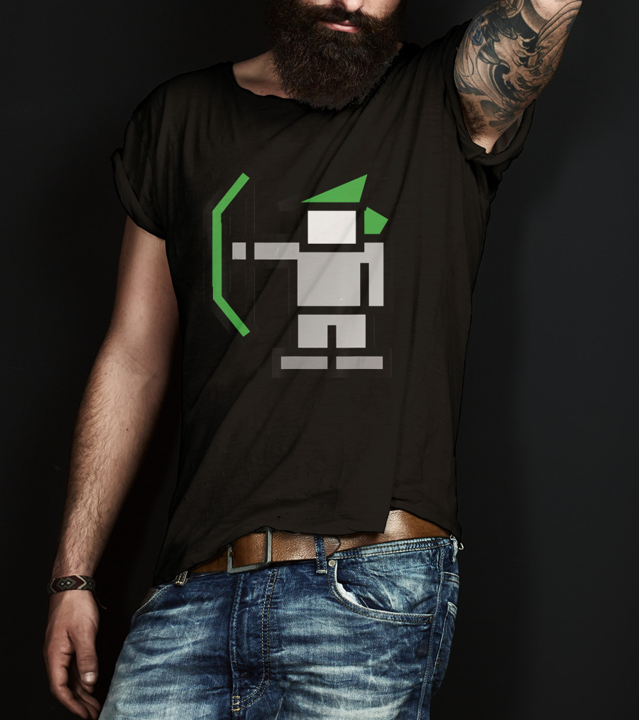 8bit Robin Hood Pixel Bow And Green Hat T-Shirt