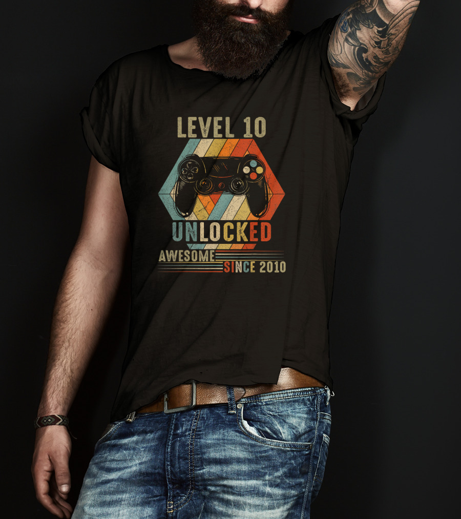 Level 10 Unlocked Awesome Gamer Since 2010 T-Shirt