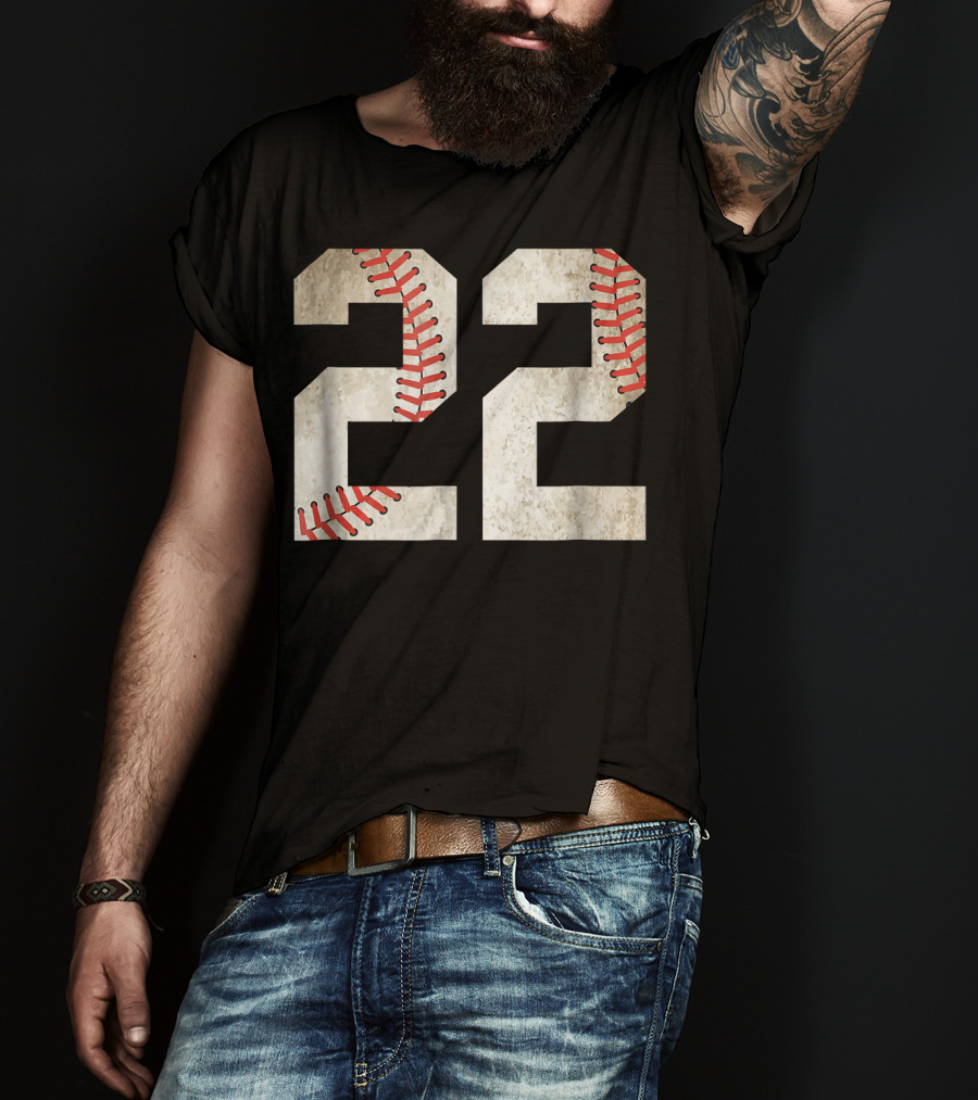 22 Dirt Stitched Baseball Number T-Shirt