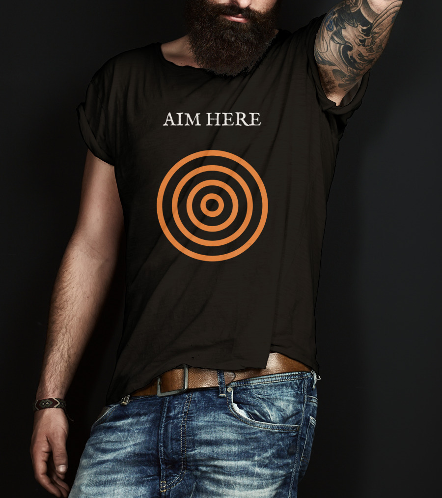 Aim Here Bullseye Target Funny Creative Bull T-Shirt