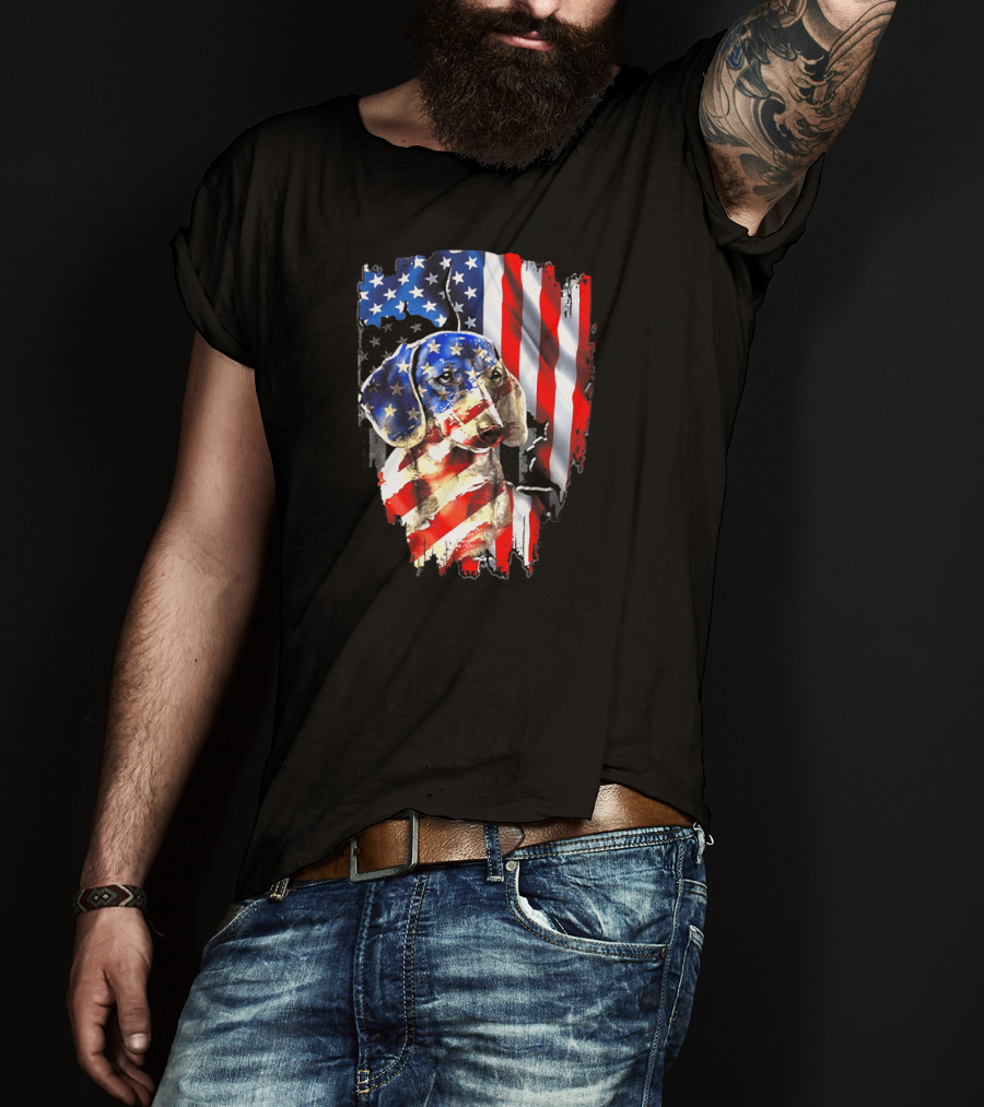 American Flag Dachshund USA T-Shirt