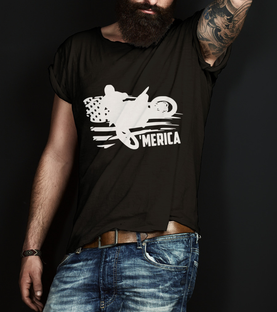 American Flag Dirt Bike 'Merica T-Shirt