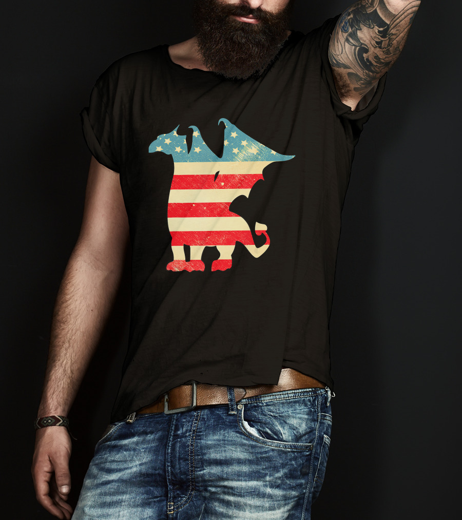 American Flag Vintage Dragon T-Shirt