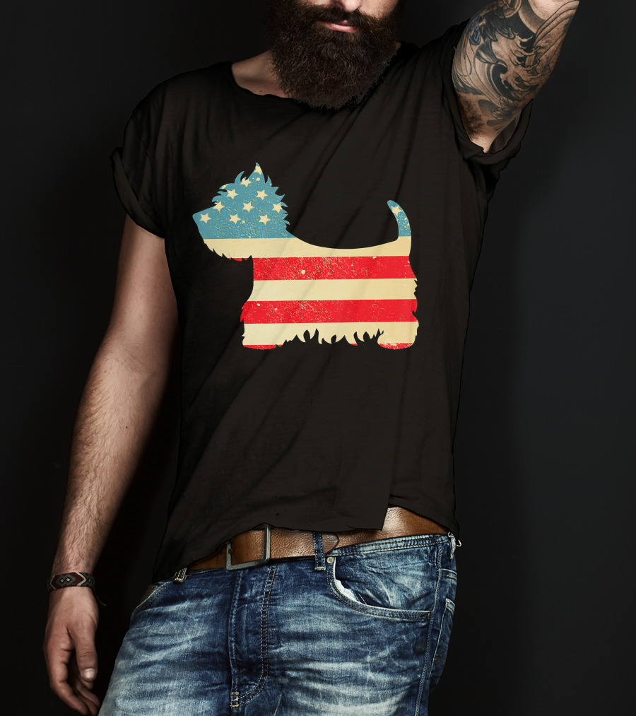 American Flag Vintage Westie T-Shirt