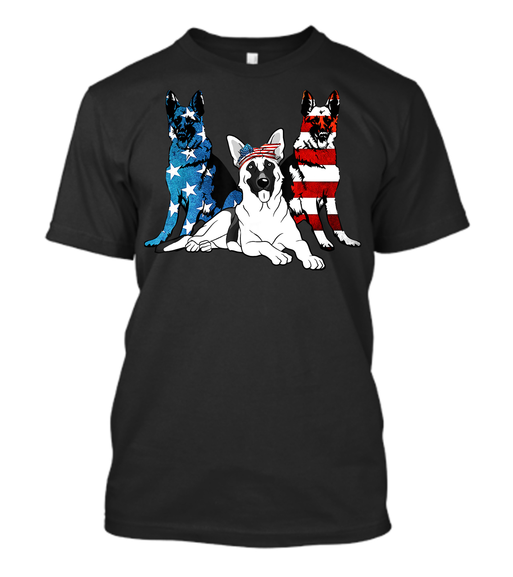 American German Shepherd US Stars And Stripes Trio T-Shirt