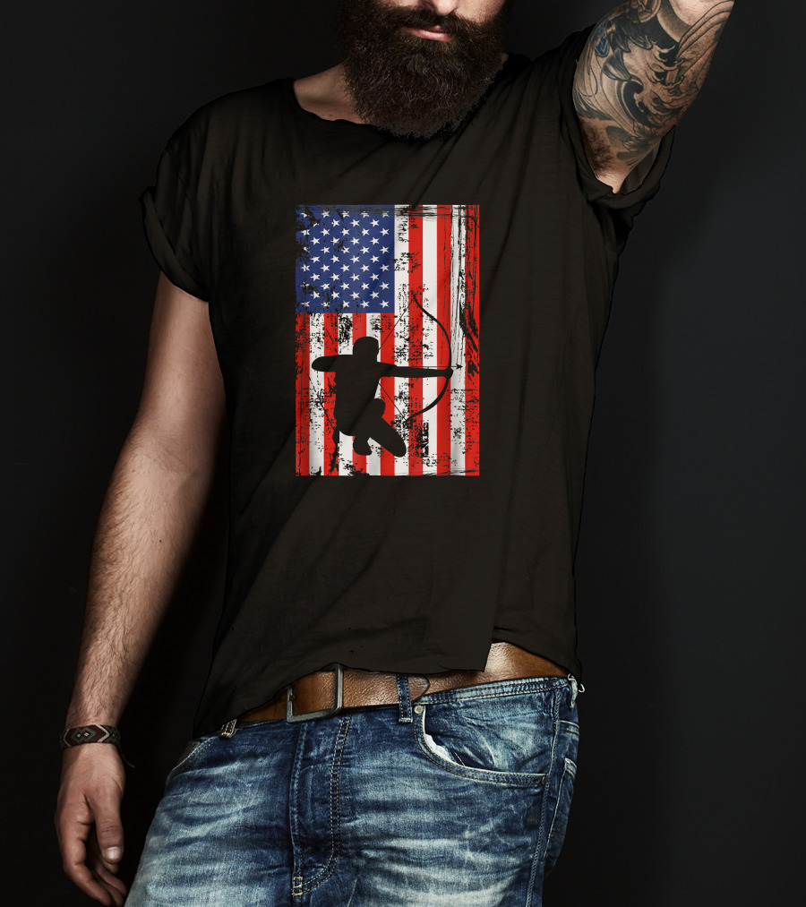 American Flag Archery Bow Archer T-Shirt