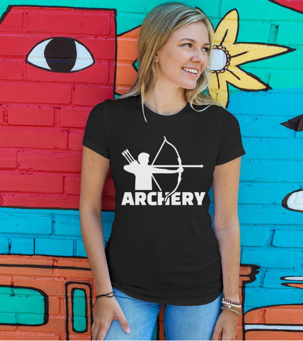 Archery Archer Silhouette Drawing Bow And Arrows T-Shirt