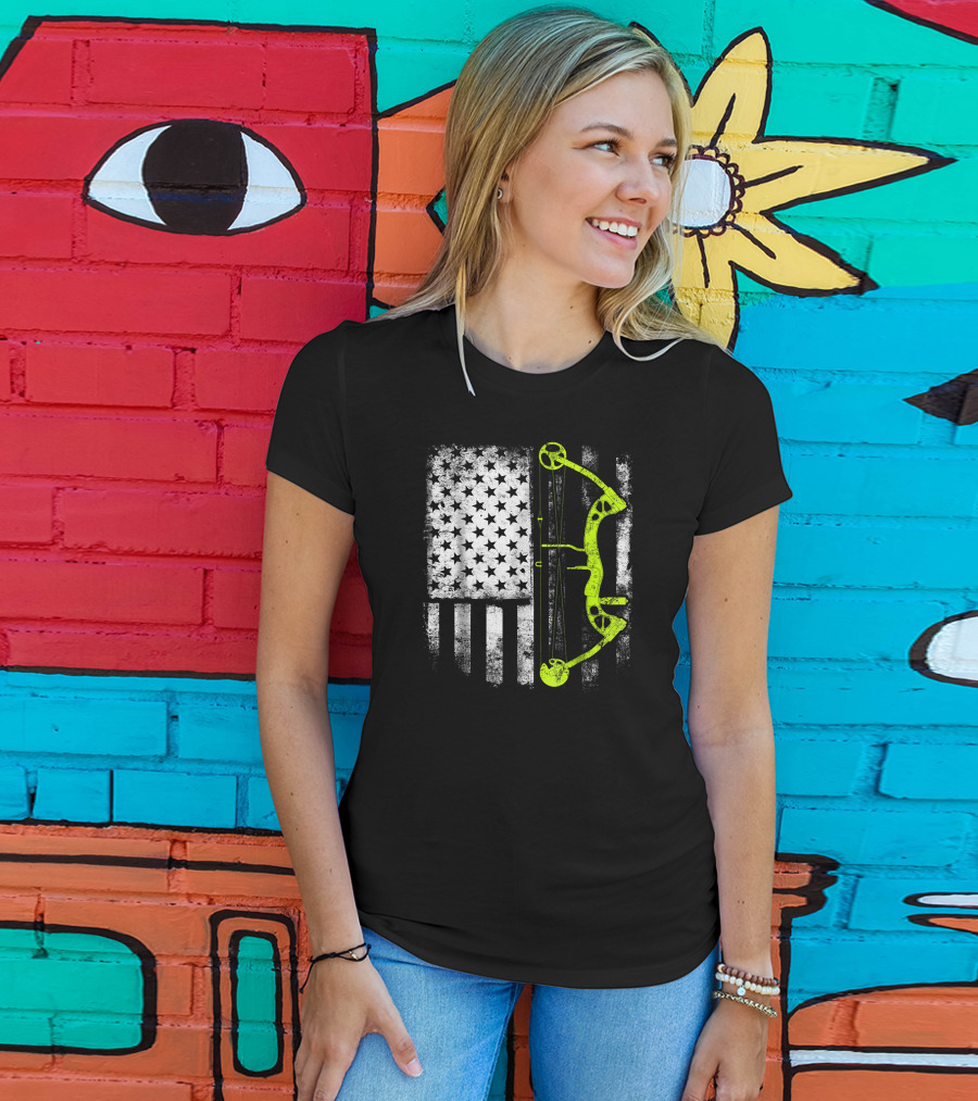USA Flag Archery Compound Bow T-Shirt