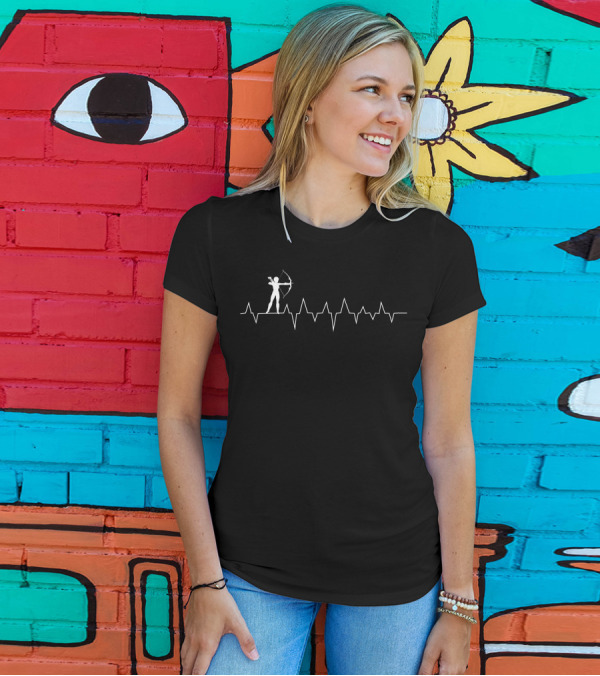 Archery Heartbeat Archer Silhouette Line T-Shirt