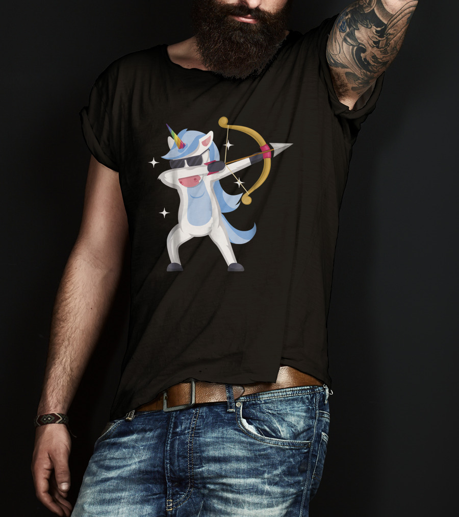 Unicorn Dabbing Archery Magic Arrow Bow T-Shirt