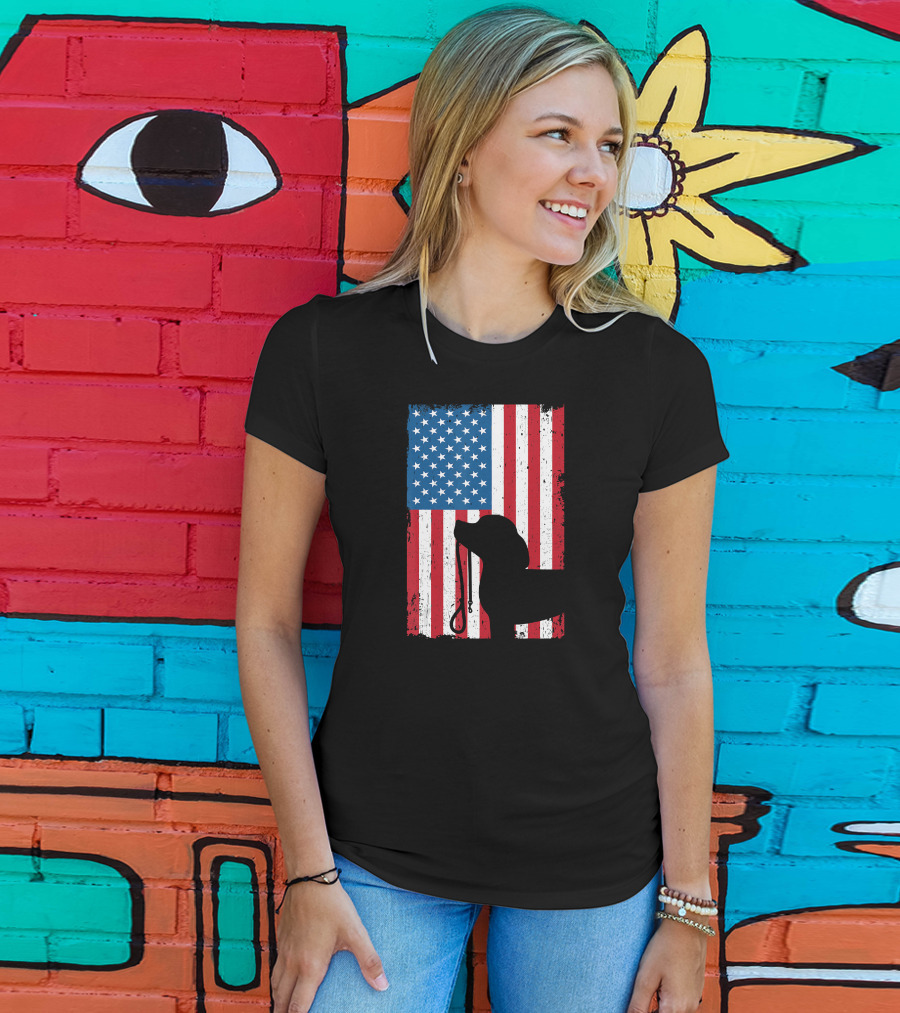 Beagle Silhouette American Flag Patriotic T-Shirt