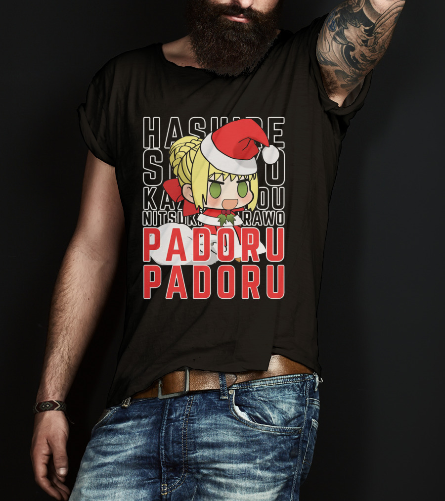 Hashire Sori Yo Kaze No Nako Padoru Padoru Nitsuki Rawo Christmas Saber Nero T-Shirt
