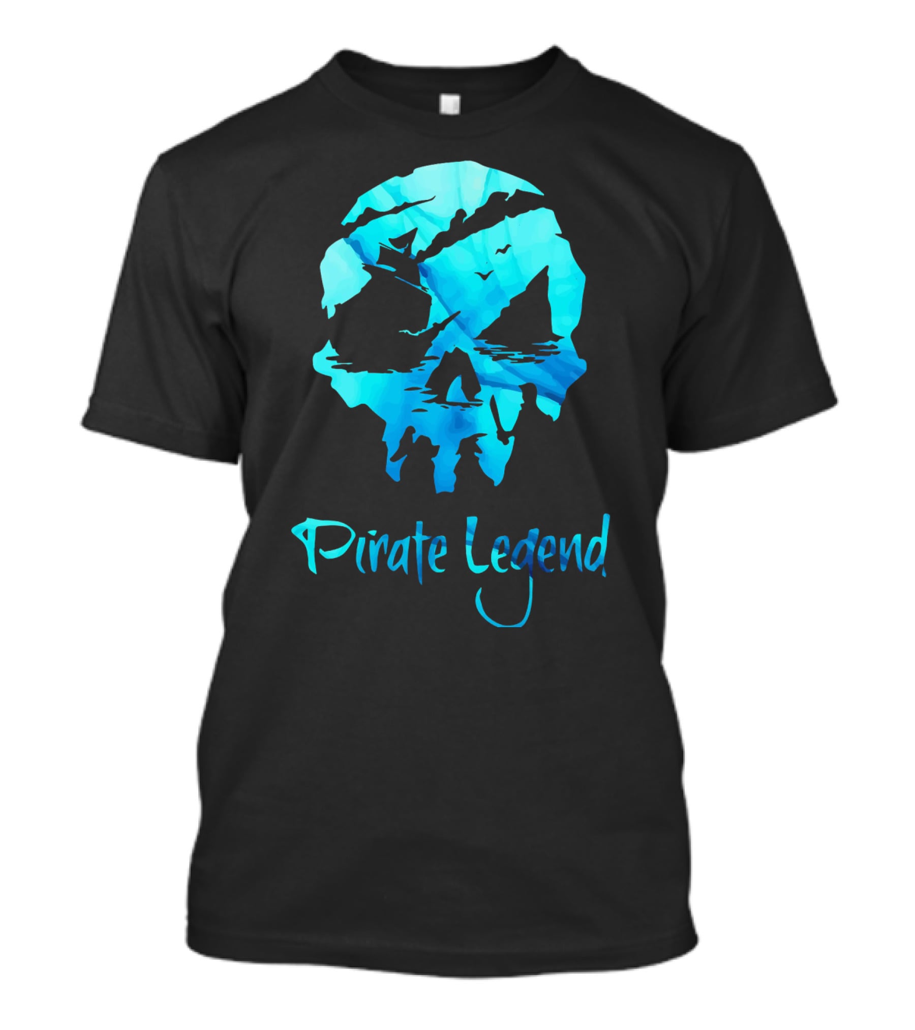 Pirate Legend Skull With Blue Ocean T-Shirt