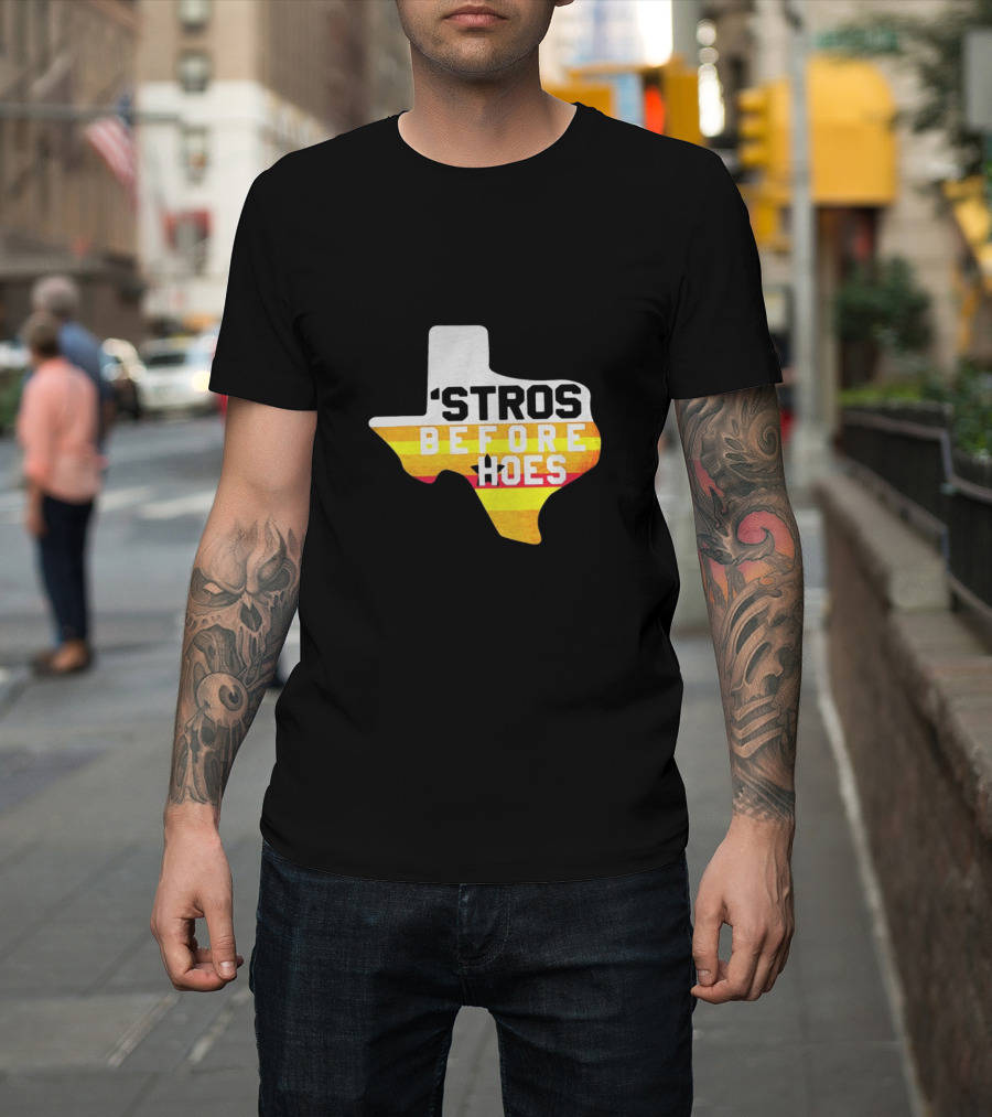 'Stros Before Hoes Texas Shape Retro Houston T-Shirt