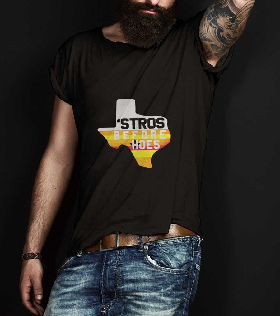 'Stros Before Hoes Texas Shape Retro Houston T-Shirt