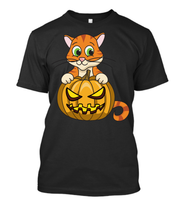 Halloween Cat Monster Zombie Scary Horror Pumpkin Cartoon T-Shirt