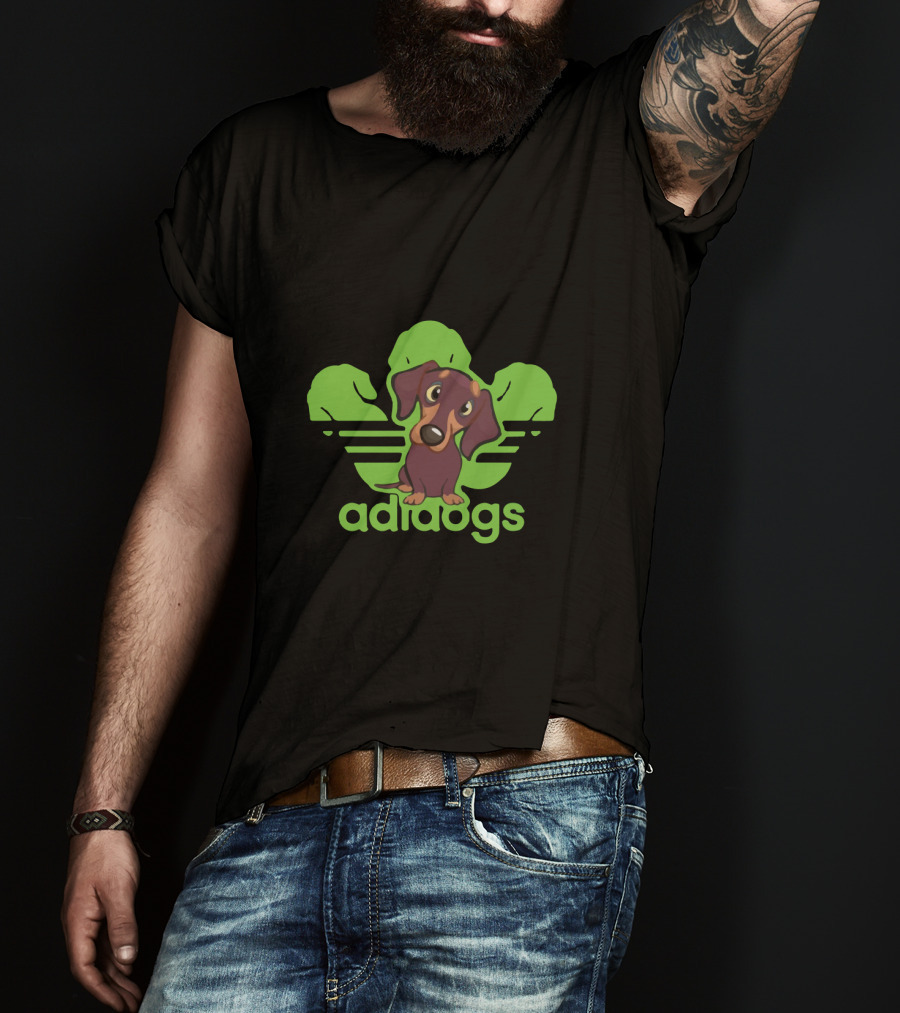 Adidogs Green Logo With Dachshund T-Shirt