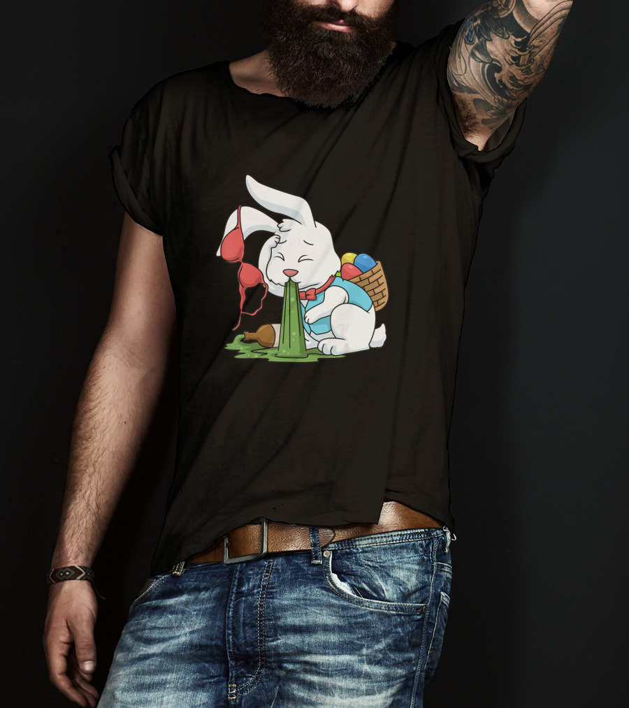 Funny Easter Bunny Egg Hunt Hangover With Bra And Eggs T-Shirt