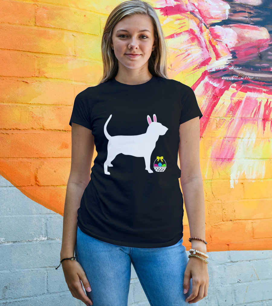 Bloodhound Dog Easter Bunny Ears Basket T-Shirt