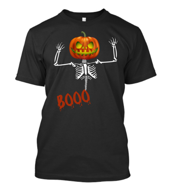 Scary Halloween Pumpkin Skeleton Booo T-Shirt