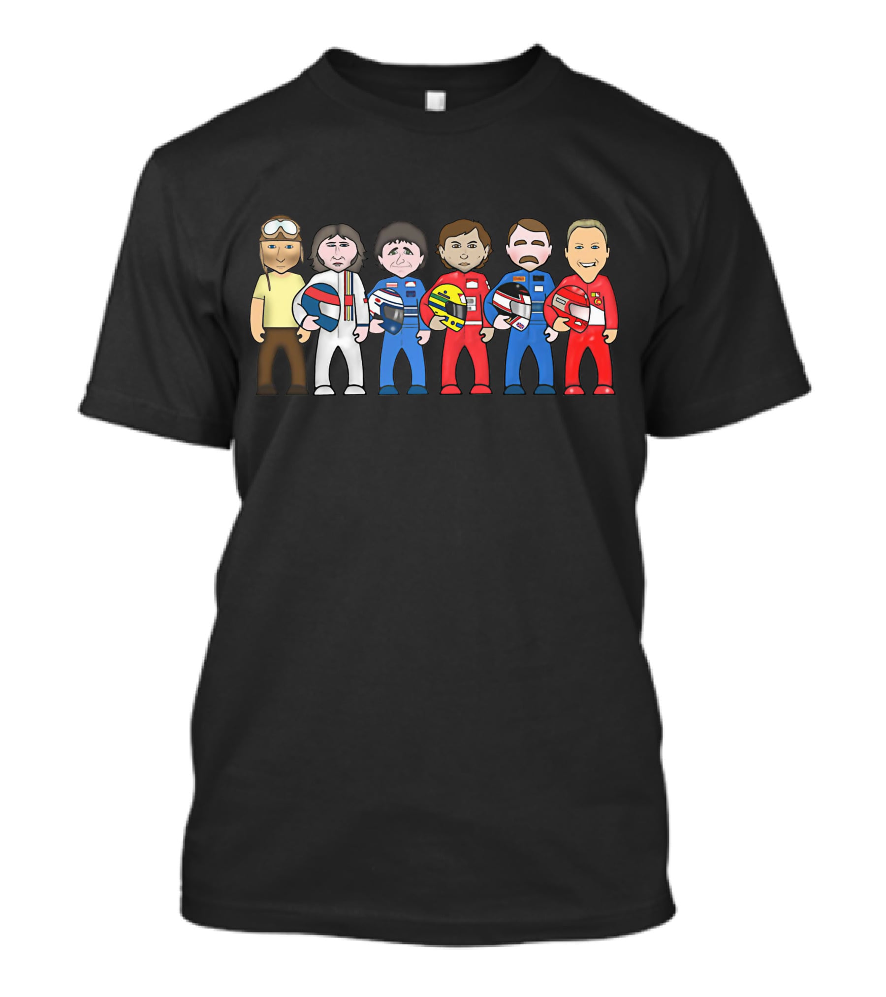Ayrton Senna With Legendary F1 Drivers In Iconic Racing Suits T-Shirt