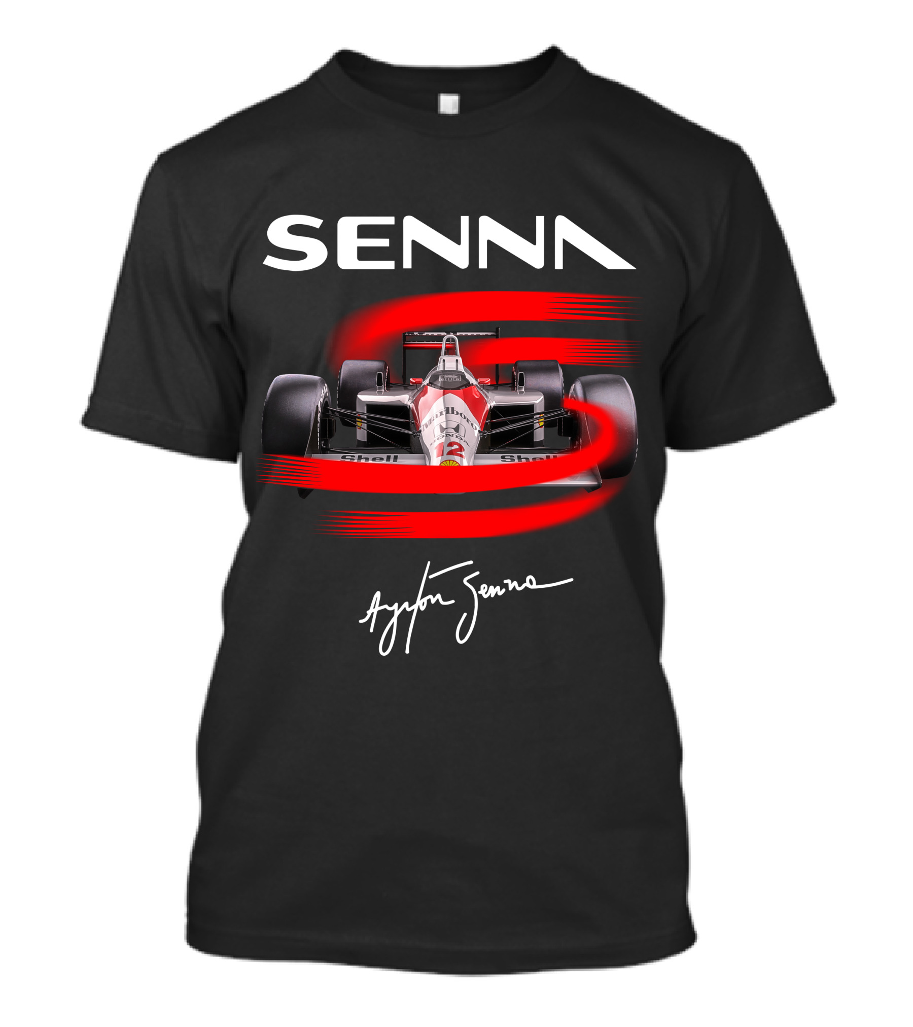 Senna Ayrton Senna McLaren F1 MP4/4 Car Racing Signature T-Shirt