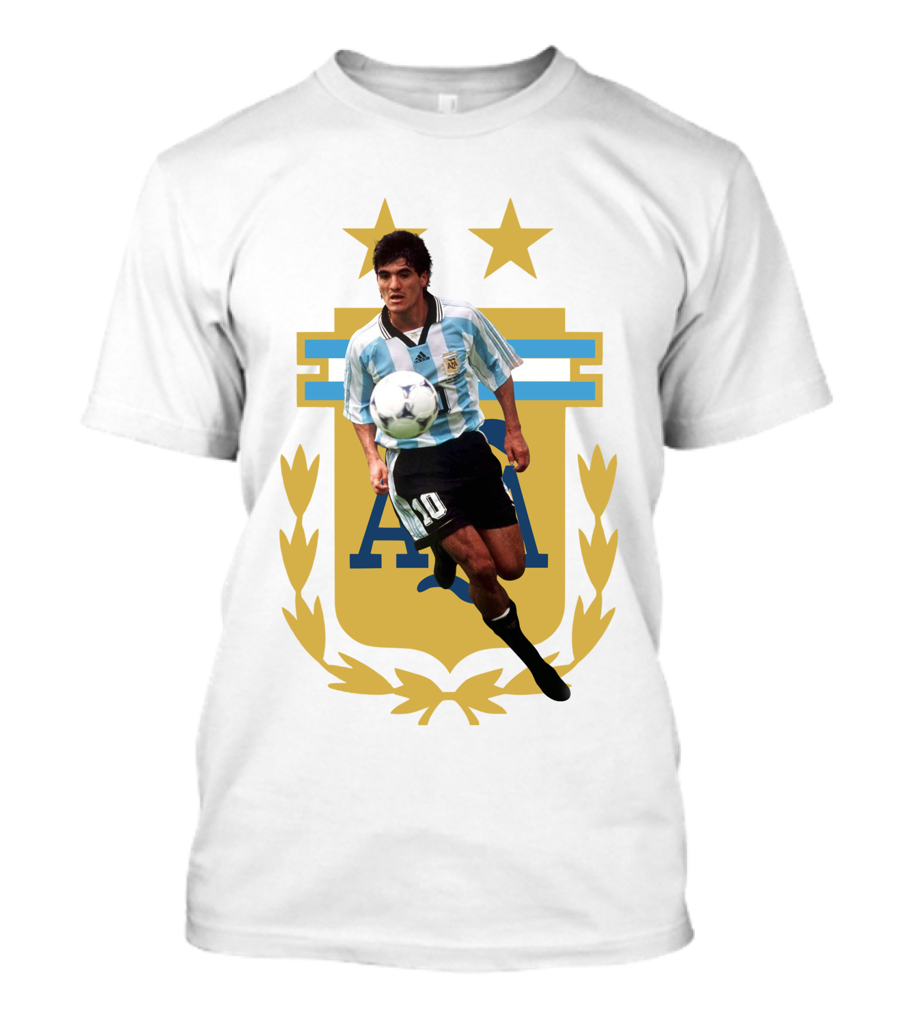 Argentinian Soccer Legend Number 10 Ortega AFA Emblem T-Shirt