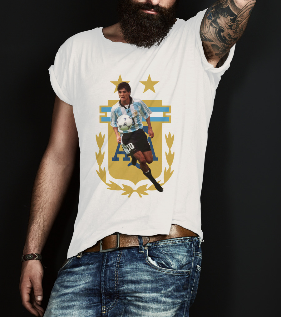 Argentinian Soccer Legend Number 10 Ortega AFA Emblem T-Shirt