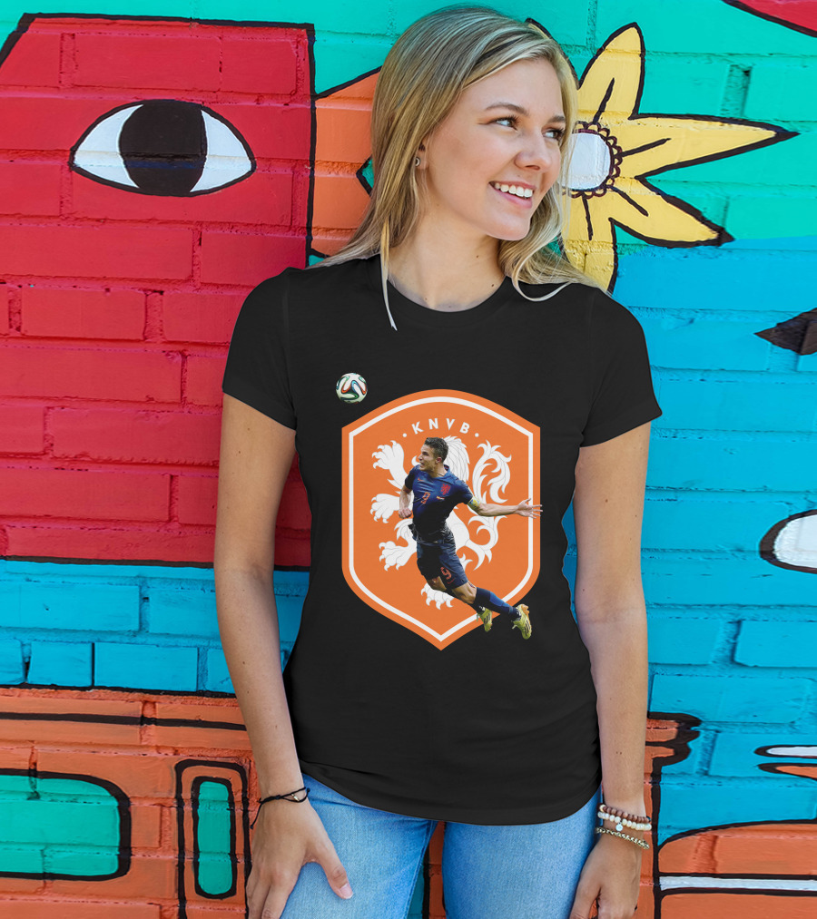 KNVB Netherlands Flying Header Football Icon Robin Van Persie T-Shirt