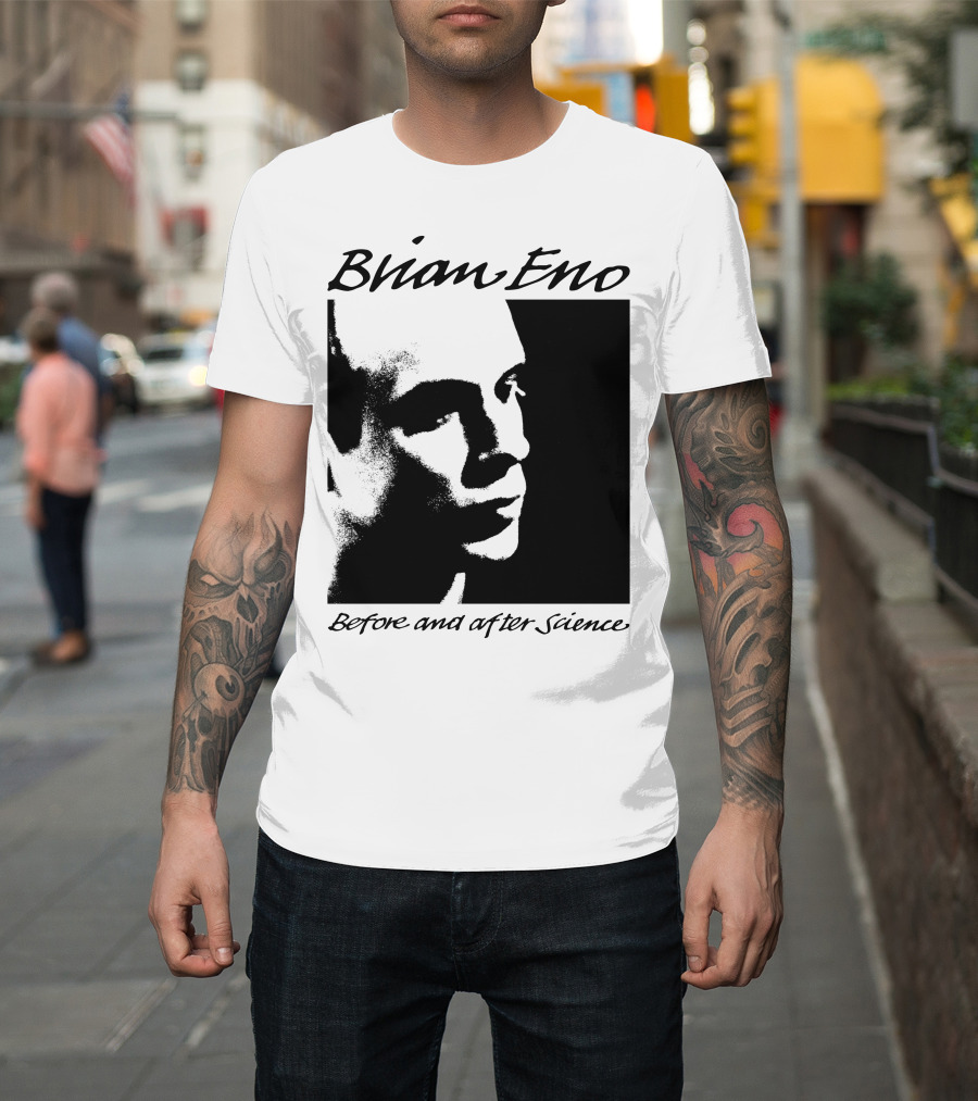 Brian Eno Before And After Science Album Face Black and White Profile T-Shirt
