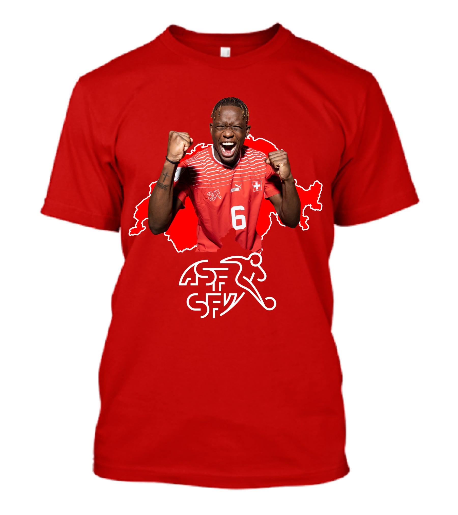 Denis Zakaria Switzerland National Team Football Jersey Map Background T-Shirt