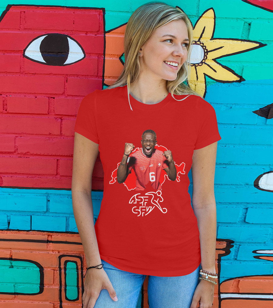 Denis Zakaria Switzerland National Team Football Jersey Map Background T-Shirt