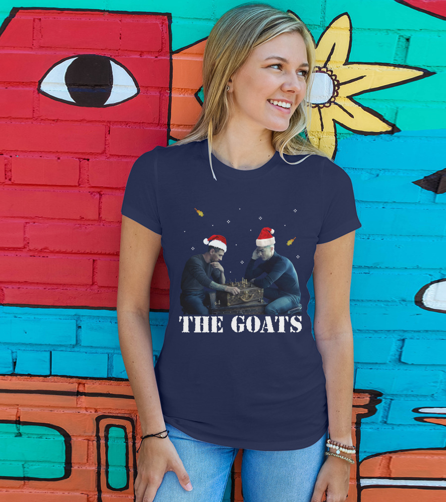 The Goat Xmas Chess Match With Santa Hats T-Shirt