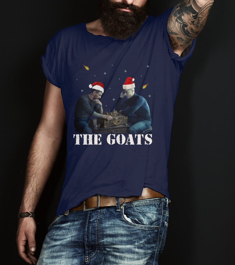 The Goat Xmas Chess Match With Santa Hats T-Shirt