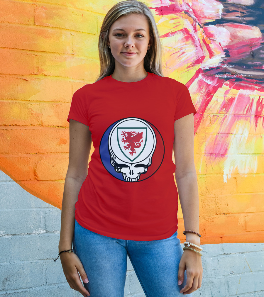Wales National Football Team Grateful Dead Skull Emblem T-Shirt