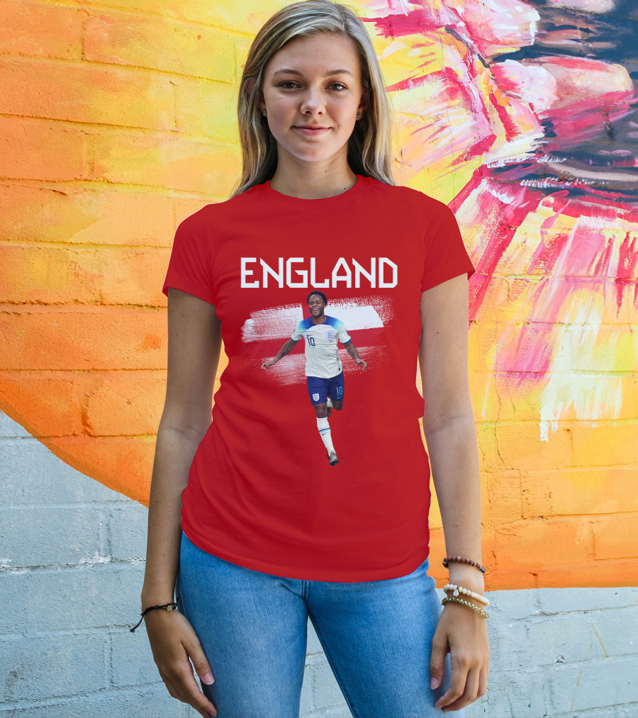 Raheem Sterling England Football 10 Euro Kit Cross Background T-Shirt