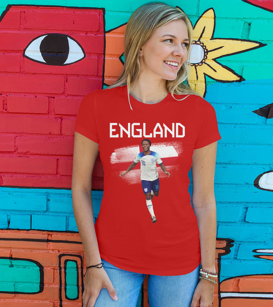 Raheem Sterling England Football 10 Euro Kit Cross Background T-Shirt