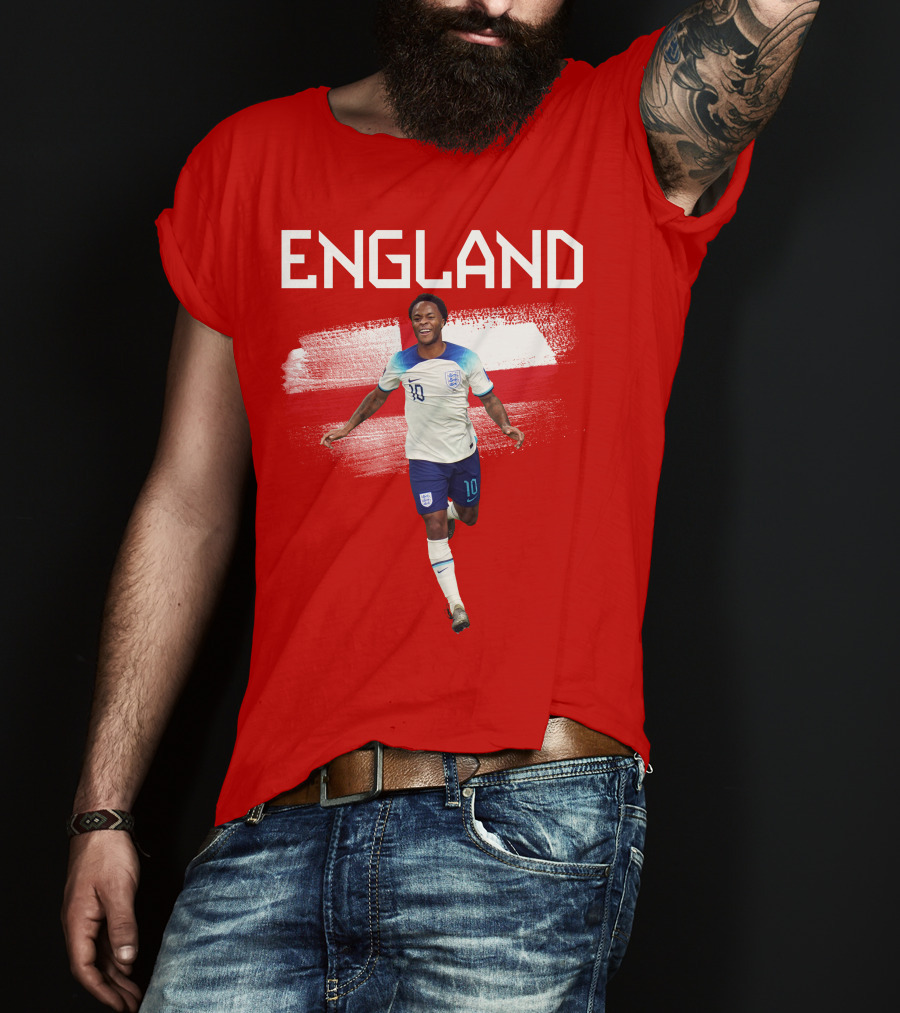 Raheem Sterling England Football 10 Euro Kit Cross Background T-Shirt