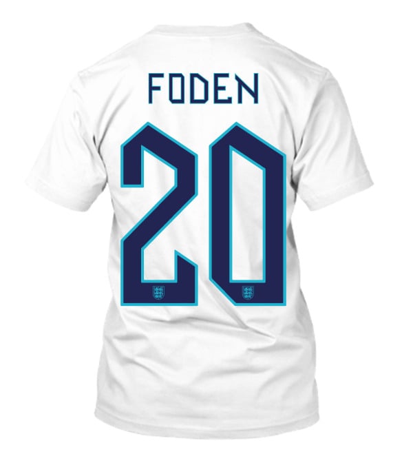 Foden 20 England Football Crest Lions Roses Star T-Shirt
