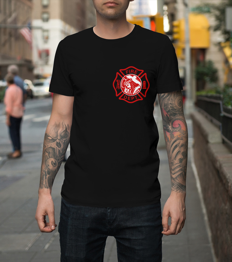 Cross Fire Dept Maltese Cross Badge With Firefighter Text Elements T-Shirt